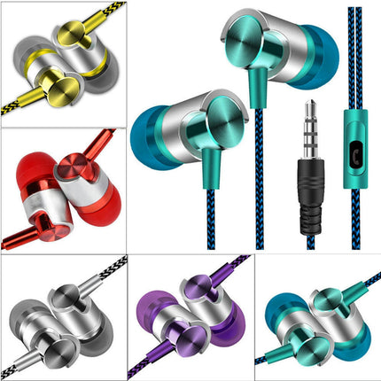 Volume Control Phone Laptop In-ear Earphones Braided Wired Stereo Sound Headset-Blue