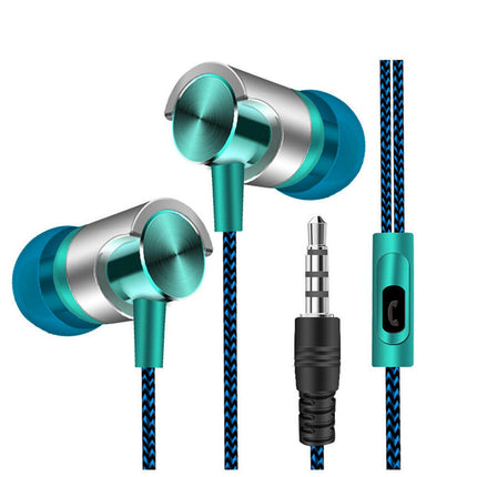 Volume Control Phone Laptop In-ear Earphones Braided Wired Stereo Sound Headset-Blue