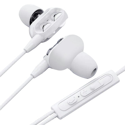 Portable 4 Speaker Stereo In-ear Earbud Headphone Wired Earphone for Phone-White