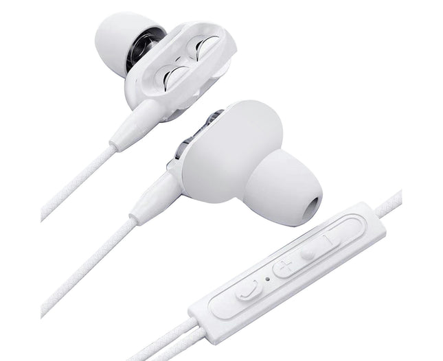 Portable 4 Speaker Stereo In-ear Earbud Headphone Wired Earphone for Phone-White