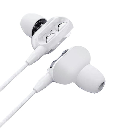 Portable 4 Speaker Stereo In-ear Earbud Headphone Wired Earphone for Phone-White