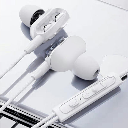 Portable 4 Speaker Stereo In-ear Earbud Headphone Wired Earphone for Phone-White