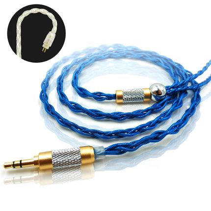 JCALLY Golden Plated Braided Wear-resistant Headphone Cable with B/C/MMCX Pin-Golden Silver