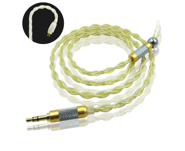 JCALLY Golden Plated Braided Wear-resistant Headphone Cable with B/C/MMCX Pin-Golden Silver