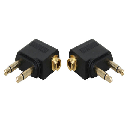 3.5mm Female to 2 Male Converter Plug Stereo Airplane Headset Ear Audio Adapter