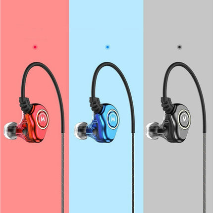 Z802 4-Core Dual Moving Coil  Sports Bass Headset HiFi In-Ear 	 Portable Wired Earphone-Red