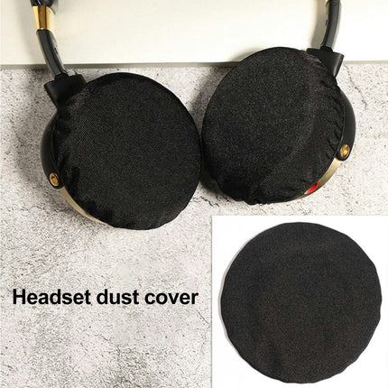 Round Shape Headphone Removable Dust-proof Cushion Headphone Cover for Offices-Black