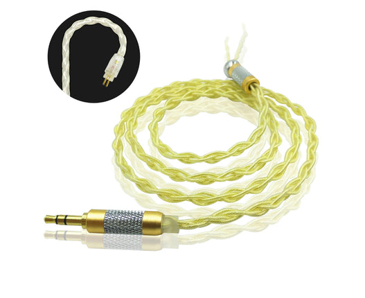 JCALLY Golden Wear-resistant Plated Braided Headphone Cable with B/C/MMCX Pin-Light Gold