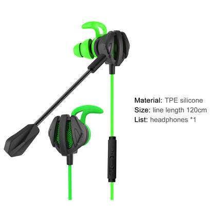 Non-delayed 360-degree Stereo Sound Headset In-ear Wired Earphone with Microphone-Green