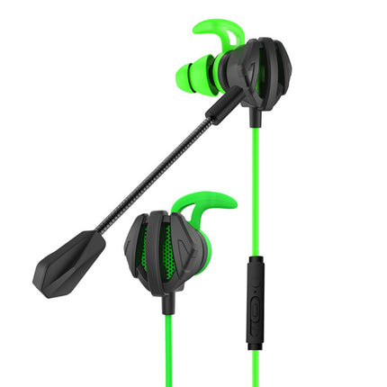 Non-delayed 360-degree Stereo Sound Headset In-ear Wired Earphone with Microphone-Green