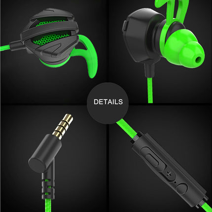 Non-delayed 360-degree Stereo Sound Headset In-ear Wired Earphone with Microphone-Green