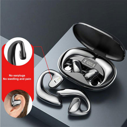 S900 Bluetooth 5.1 Wireless Earphone Digital Display Stereo Sports Ear Hook Earbud-Black