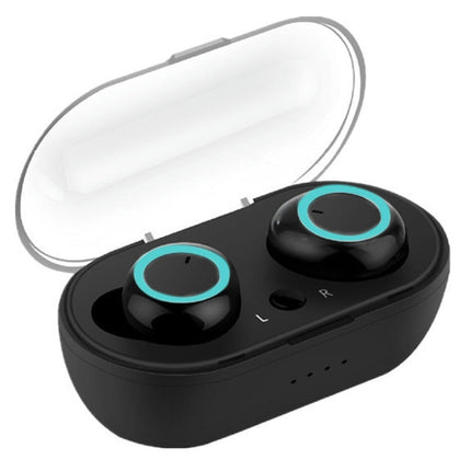 Touch Control Earphone Wireless Bluetooth 5.0 Earbuds with Mic Charging Box-Black Blue