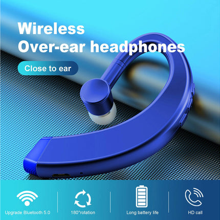 1Pc Ear Hook Life Waterproof Rotating Stereo Headset Bluetooth-compatible 5.0 Earphone-Black