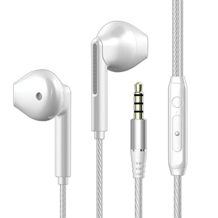 HiFi Sound Wired Earphone Line Control with Microphone In-ear Sports Earbud for Gaming-White