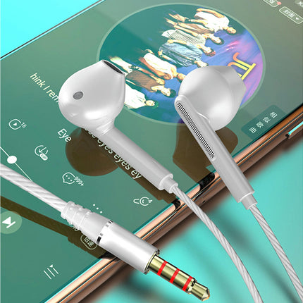 HiFi Sound Wired Earphone Line Control with Microphone In-ear Sports Earbud for Gaming-White