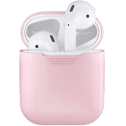 Soft Silicone Protector Case Shockproof Protector Shield for Apple AirPods Earphones-Pink