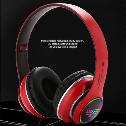 Foldable Wireless Earphone ST-L63 Bluetooth 5.0 Stereo Headset with Microphone and LED Light-Red