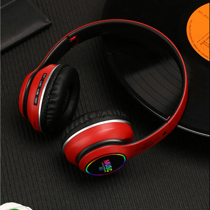 Foldable Wireless Earphone ST-L63 Bluetooth 5.0 Stereo Headset with Microphone and LED Light-Red