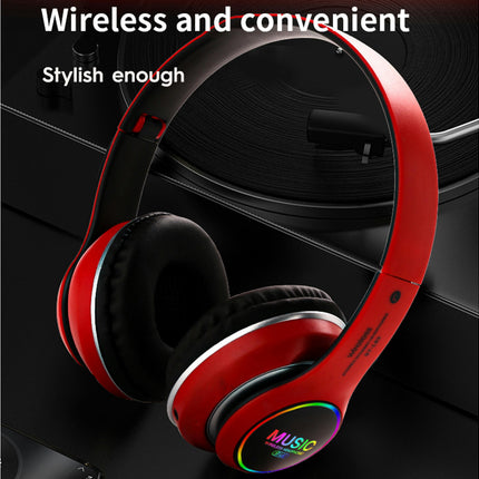 Foldable Wireless Earphone ST-L63 Bluetooth 5.0 Stereo Headset with Microphone and LED Light-Red