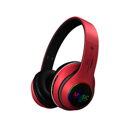 Foldable Wireless Earphone ST-L63 Bluetooth 5.0 Stereo Headset with Microphone and LED Light-Red