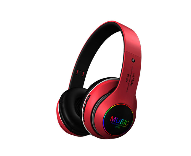 Foldable Wireless Earphone ST-L63 Bluetooth 5.0 Stereo Headset with Microphone and LED Light-Red