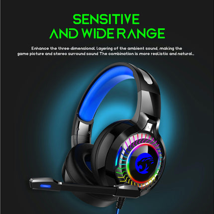 HiFi Noise Reduction RGB Breathing Light 3.5mm Headphone with Mircophone A60 Wired Headphone-Black