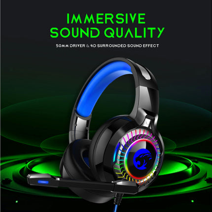 HiFi Noise Reduction RGB Breathing Light 3.5mm Headphone with Mircophone A60 Wired Headphone-Black