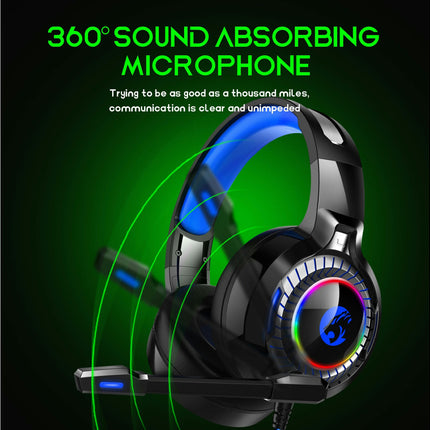 HiFi Noise Reduction RGB Breathing Light 3.5mm Headphone with Mircophone A60 Wired Headphone-Black