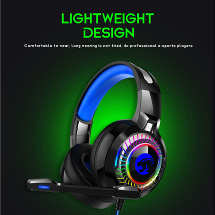 HiFi Noise Reduction RGB Breathing Light 3.5mm Headphone with Mircophone A60 Wired Headphone-Black