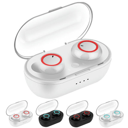 Bluetooth-compatible 5.0 Touch Control Earphone Wireless Earbuds with Mic Charging Box-White Blue