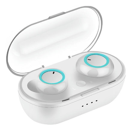 Bluetooth-compatible 5.0 Touch Control Earphone Wireless Earbuds with Mic Charging Box-White Blue