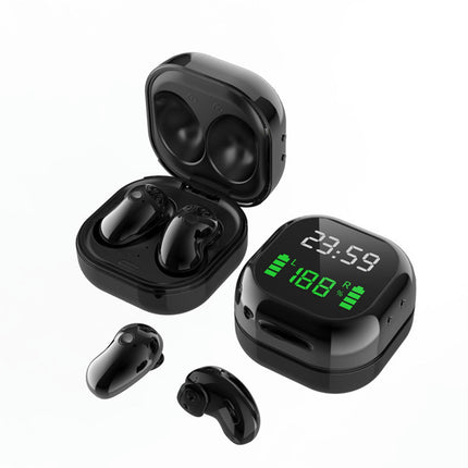 LED Color Screen Bluetooth5.1 Mini Stereo Sports In-ear Earbud S6 Plus Wireless Earphone-Black