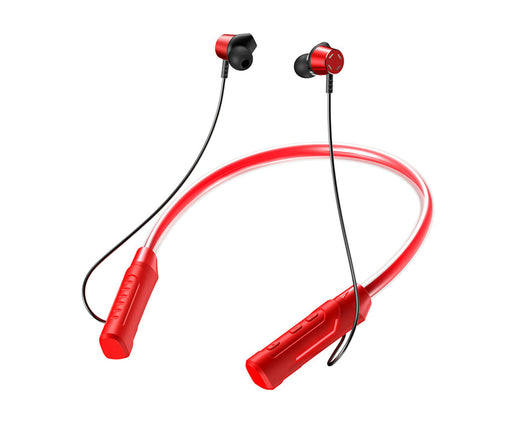 Neckband Headset RGB Cool Light Bluetooth-compatible 5.0 Wireless Earphone for Running-Red