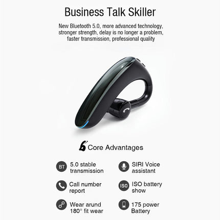 Earhook Wireless Bluetooth-compatible 5.0 Earphone F900 Mini Car Handsfree Call Headphone-Black