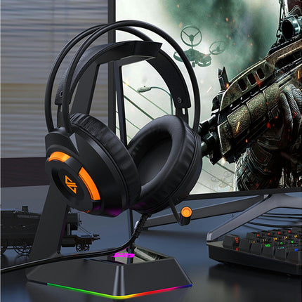 Over-ear AJAZZ AX120 Wired Headphone USB 7.1 Surround Sound Gaming Headset for Desktop-Black