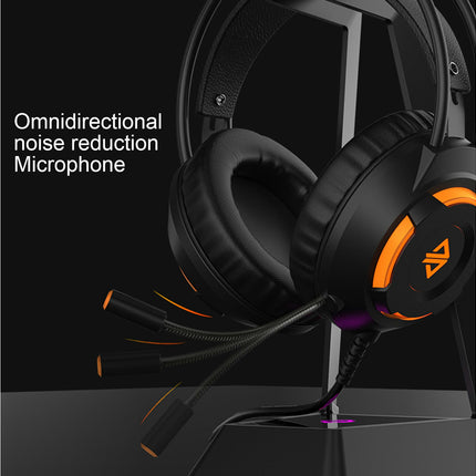 Over-ear AJAZZ AX120 Wired Headphone USB 7.1 Surround Sound Gaming Headset for Desktop-Black