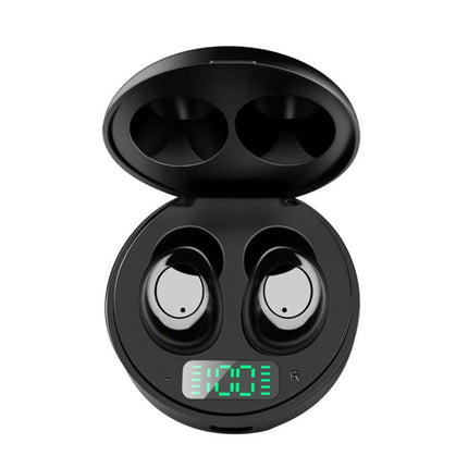 J1 Waterproof  HiFi Stereo Bluetooth-compatible 5.0 Headset with LED Display Charging Box-Black