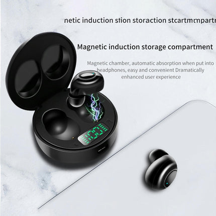 J1 Waterproof  HiFi Stereo Bluetooth-compatible 5.0 Headset with LED Display Charging Box-Black