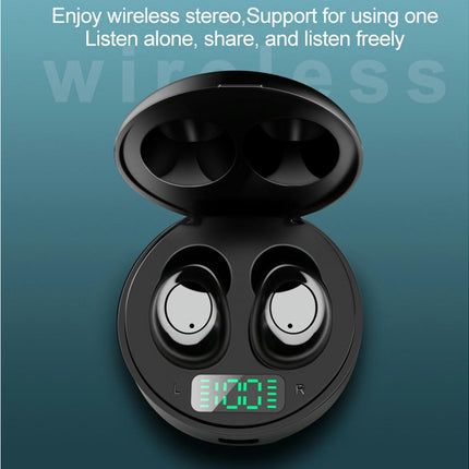 J1 Waterproof  HiFi Stereo Bluetooth-compatible 5.0 Headset with LED Display Charging Box-Black