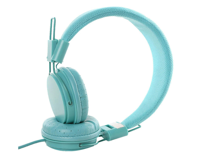 Universal 3.5mm Wired Stereo Headset Over-Ear Stretchable Folding Headphone-Blue