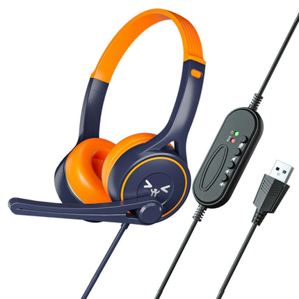 SY-G30 Over-Ear Wired Headphone Computer Headphone with Microphone for Online Course-Orange