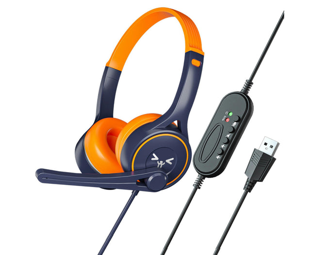 SY-G30 Over-Ear Wired Headphone Computer Headphone with Microphone for Online Course-Orange