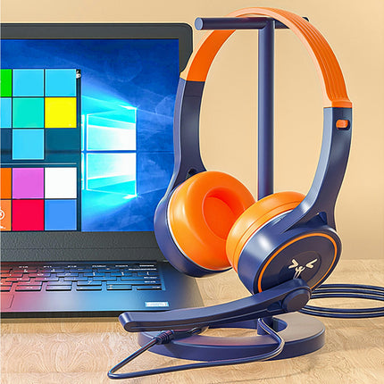 SY-G30 Over-Ear Wired Headphone Computer Headphone with Microphone for Online Course-Orange