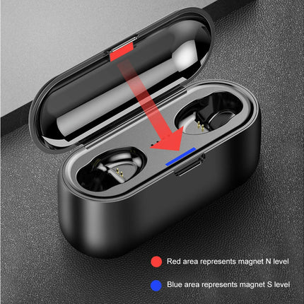 LED Power Display F9 Wireless Bluetooth-compatible 5.0 Earphones with Charge Case-Black