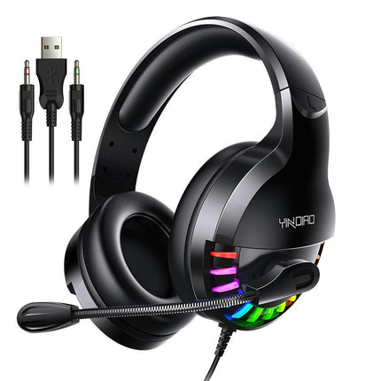 LED Light Q2 Wired Gaming Headset Headphones with Mic for Computers Laptops-Black