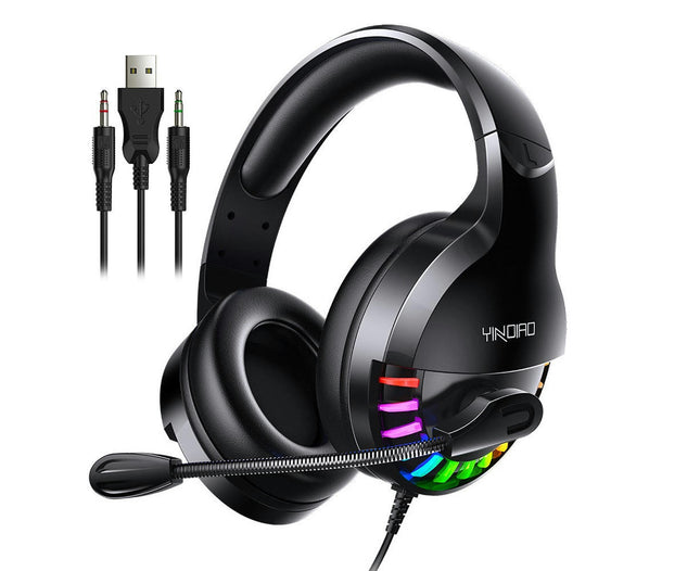 LED Light Q2 Wired Gaming Headset Headphones with Mic for Computers Laptops-Black