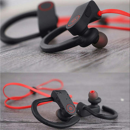 Waterproof U8 Bluetooth-compatible Earphone with Mic Touch Control Sports Earphone for Sports-Red