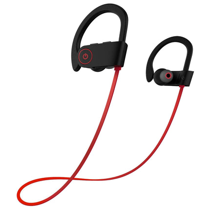 Waterproof U8 Bluetooth-compatible Earphone with Mic Touch Control Sports Earphone for Sports-Red