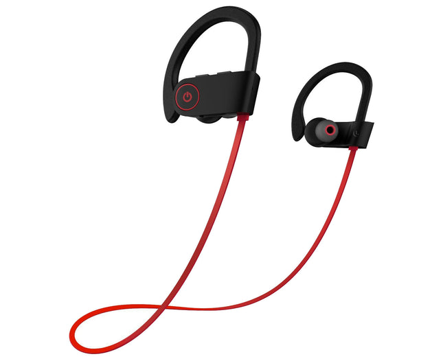 Waterproof U8 Bluetooth-compatible Earphone with Mic Touch Control Sports Earphone for Sports-Red